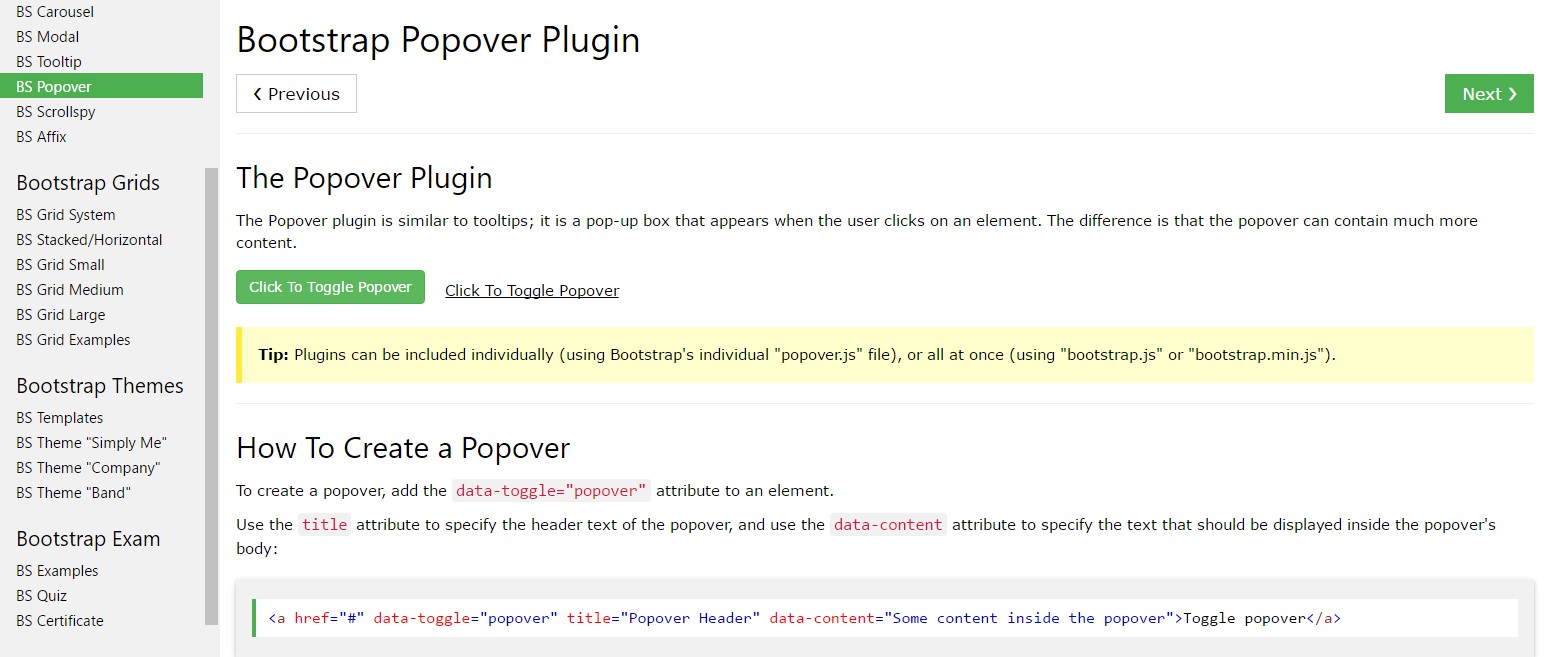 Bootstrap popovers  article