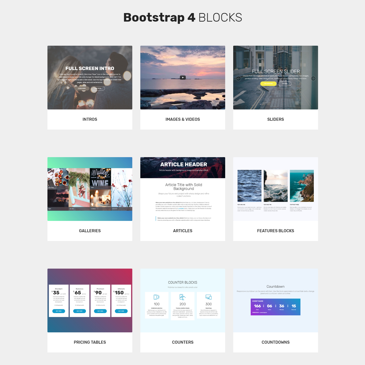 HTML Bootstrap 4 blocks  Themes