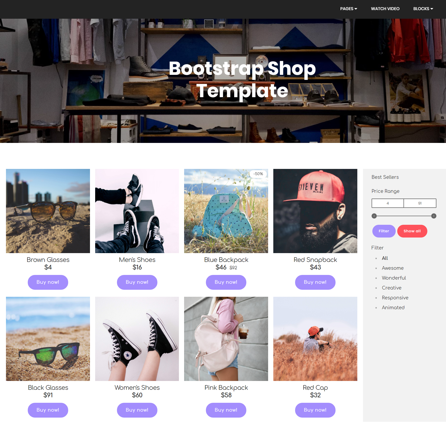 HTML5 Bootstrap Shop Templates