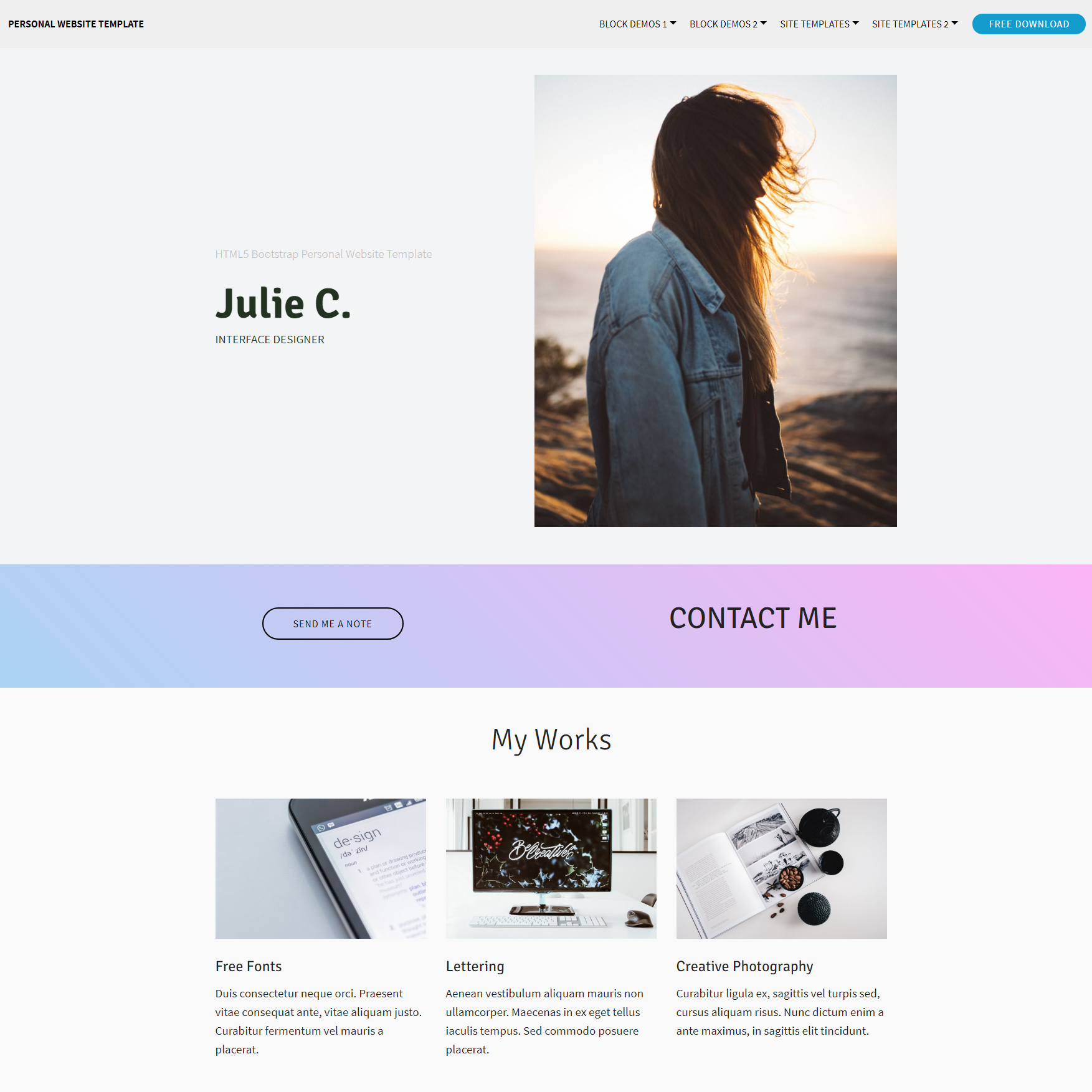 CSS3 Bootstrap Personal website Themes